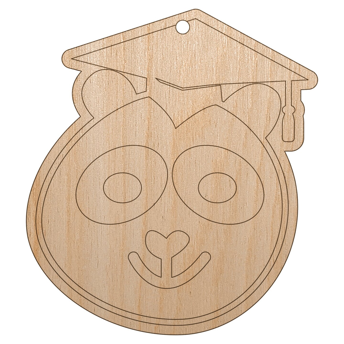 Graduation Panda Unfinished Craft Wood Holiday Christmas Tree DIY Pre-Drilled Ornament
