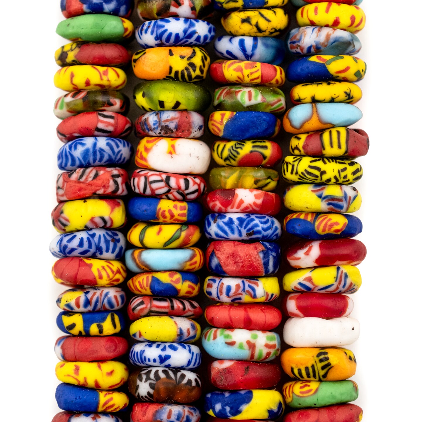 TheBeadChest Sunyani Medley Fused Rondelle Recycled Glass Beads (11mm)