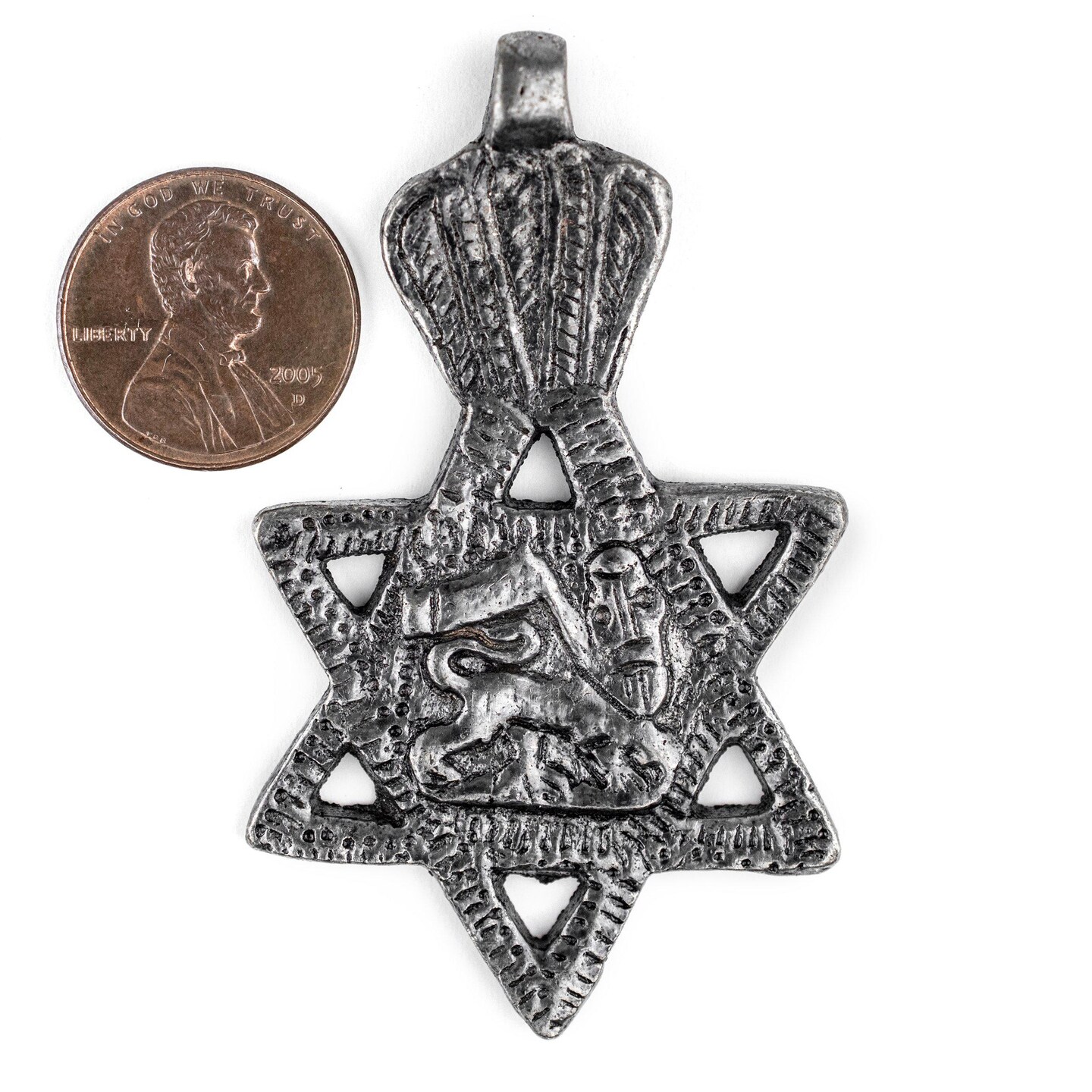TheBeadChest Silver Lion of Judah Star Pendant (62x38mm)