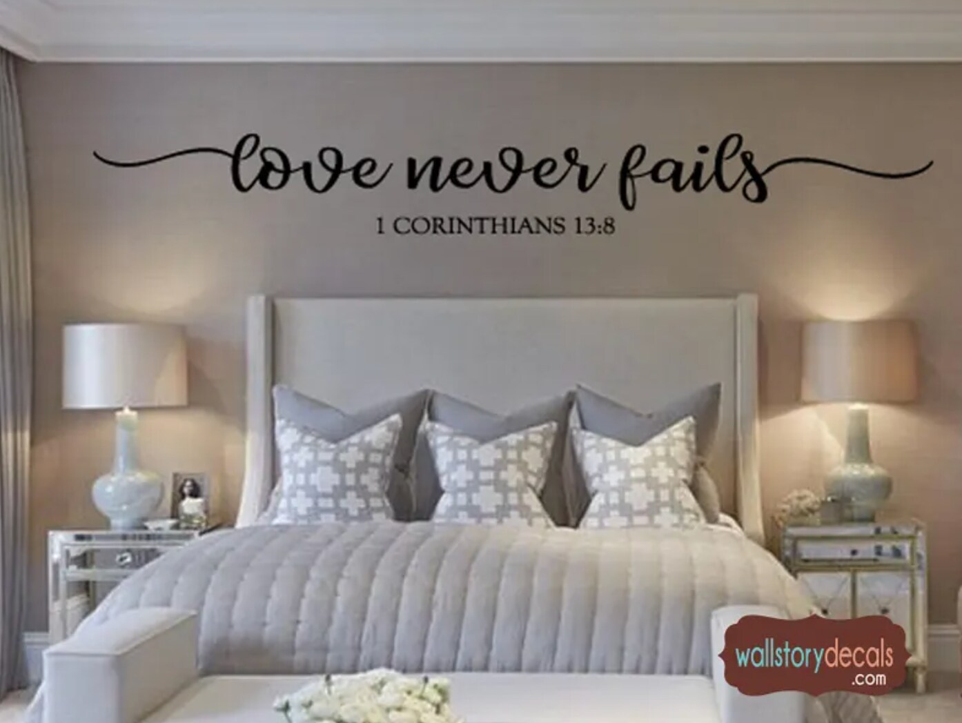 Family Wall Art Quotes Decal Decor | Love Never Fails Corinthians 13:8 ...