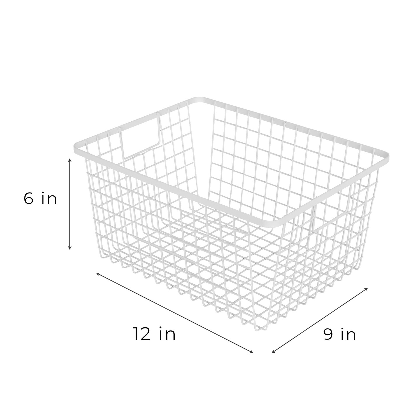 Smart Design Nestable Basket Organizer with Handles - Steel - 9 x 12 x 6 - White - Set of 4