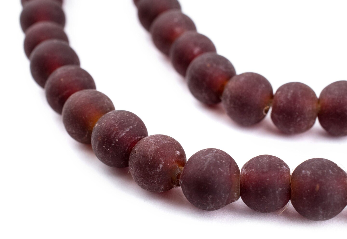 TheBeadChest Dark Brown Frosted Sea Glass Beads 9mm Round Large Hole 24 Inch Strand