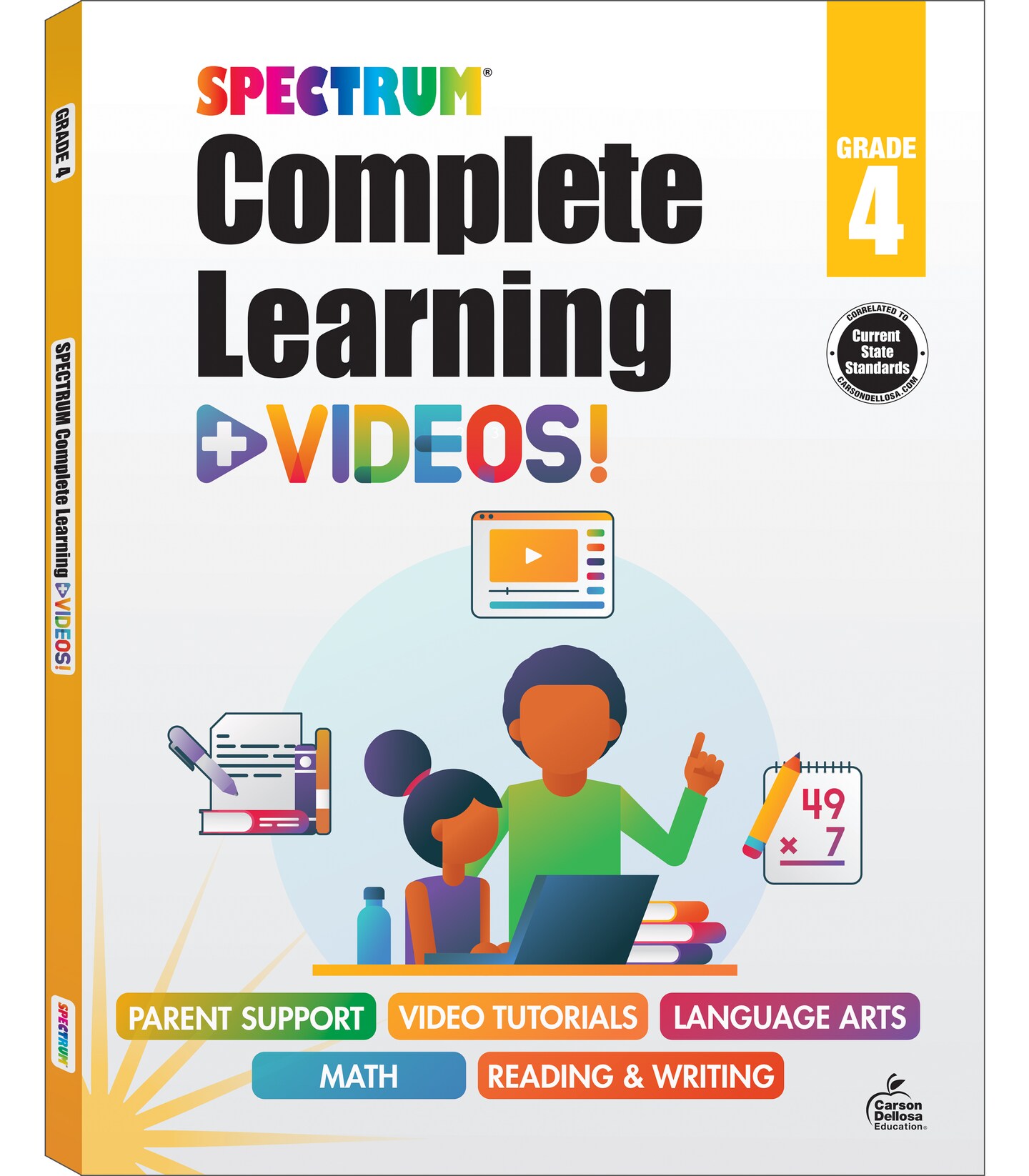 Spectrum Complete Learning + Videos 4th Grade Workbook All Subjects, Ages 9-10, Grade 4 Reading, Writing, Language Arts &#x26; Math Workbook, Fractions, Algebra Prep, Grammar &#x26; More How-To Video Tutorials