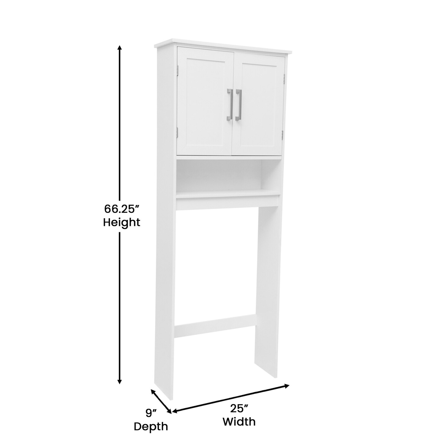 Merrick Lane Vigo Over the Toilet Bathroom Organizer with Shelves and Magnetic Closure Doors