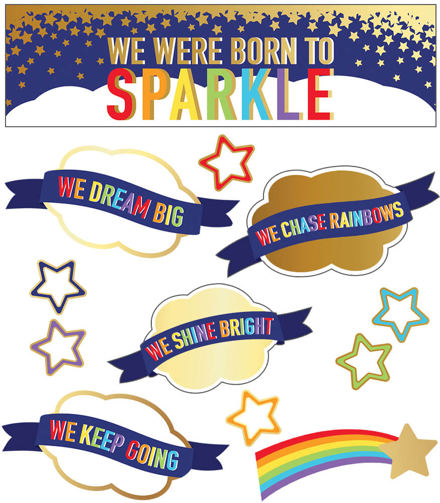Carson Dellosa Sparkle and Shine We Were Born to Sparkle Mini Bulletin Board Set