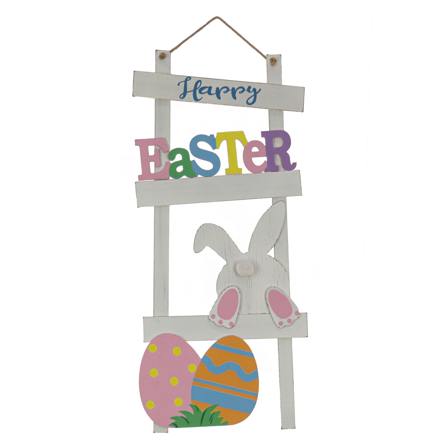 National Tree Company Happy Easter Hanging Wall Decoration, White, Includes Hanging Loop, Easter Collection, 36 Inches