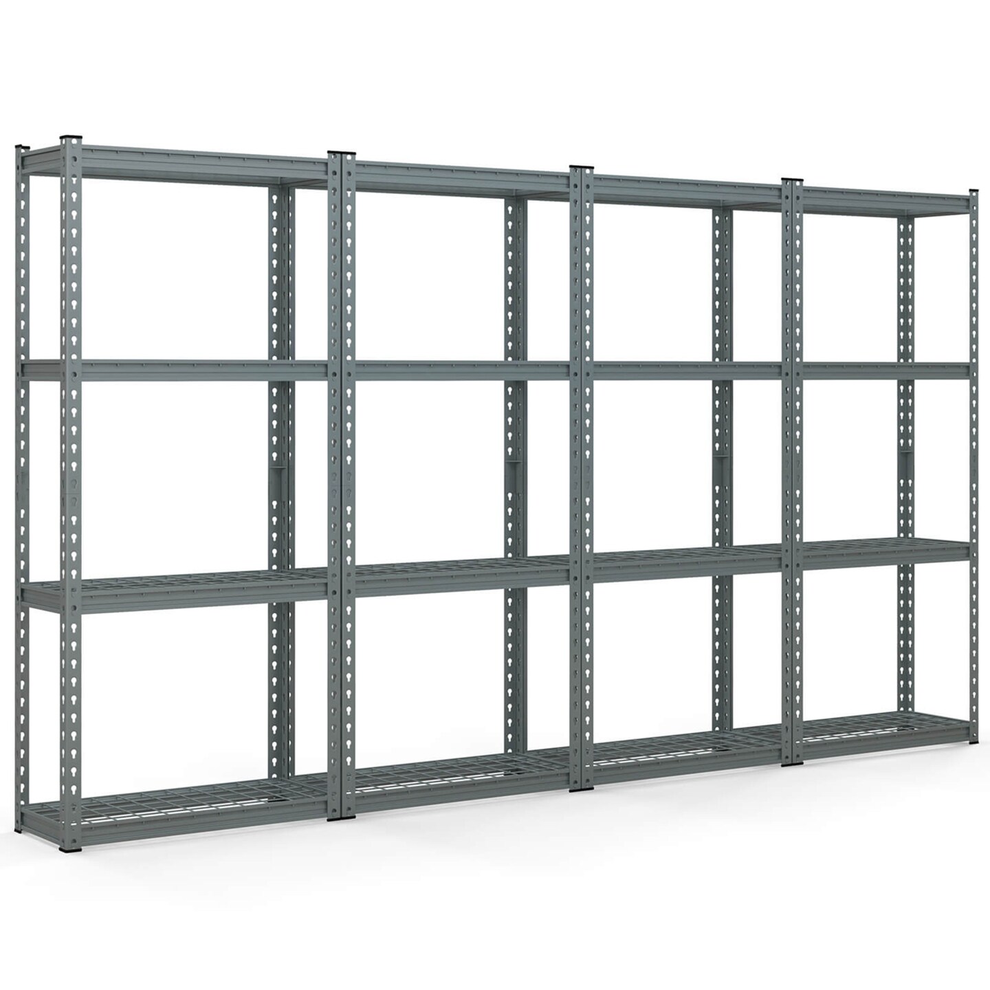Costway 1/2/3/4 PCS 4-Tier Metal Shelving Unit Heavy Duty Wire Storage Rack with Anti-slip Foot Pads Grey