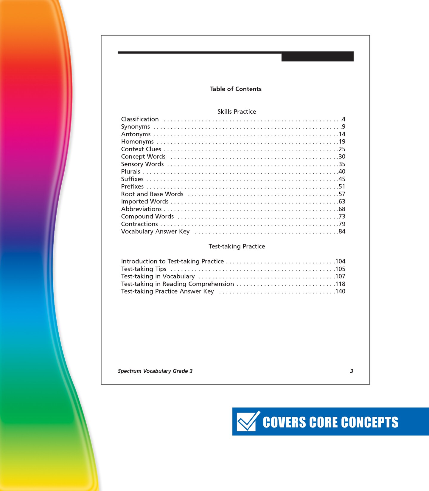 Spectrum 3rd Grade Vocabulary Workbook, Ages 8 to 9, Prefixes, Suffixes, Word Classification Vocabulary Building With Reading Comprehension and Vocabulary Test Practice, Grade 3 Vocabulary Workbook