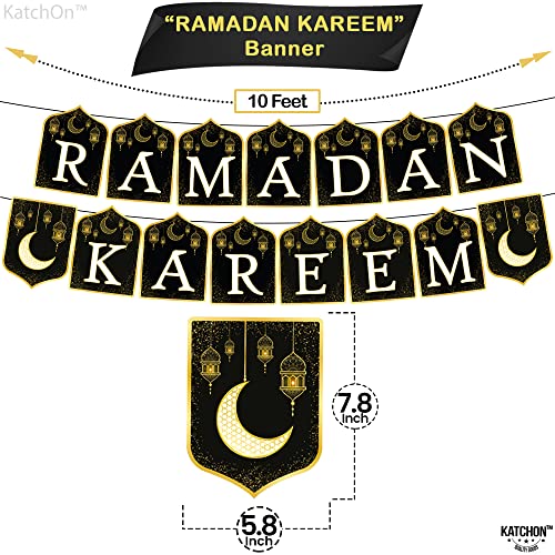 Ramadan Kareem Banner for Ramadan Decorations - 10 Feet, No DIY | Ramadan Mubarak Banner for Ramadan Decorations for Home | Ramadan Banner for Eid Decorations | Black and Gold Ramadan Decor