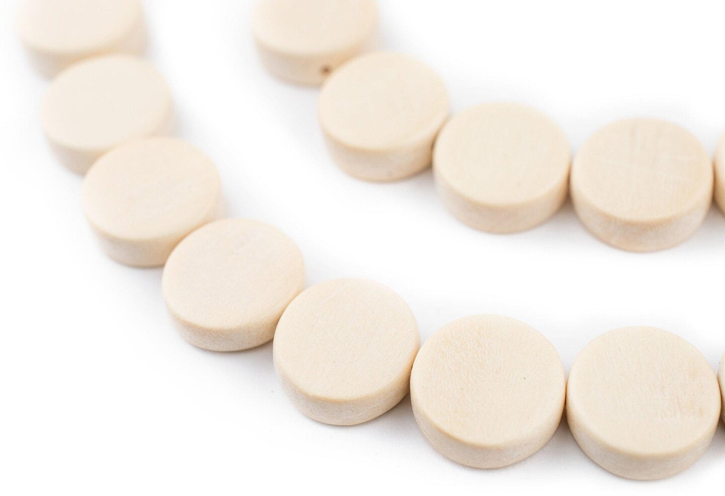 The Bead Chest Cream Circular Natural Wood Beads (15x15mm): Organic Eco-Friendly Wooden Bead Strand for DIY Jewelry, Crafts, Necklace and Bracelet Making