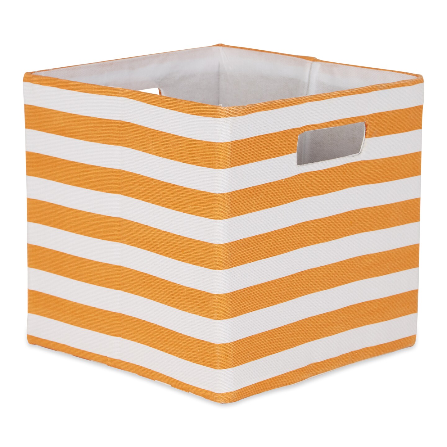 Contemporary Home Living Striped Square Storage Bin 13" Yellow and