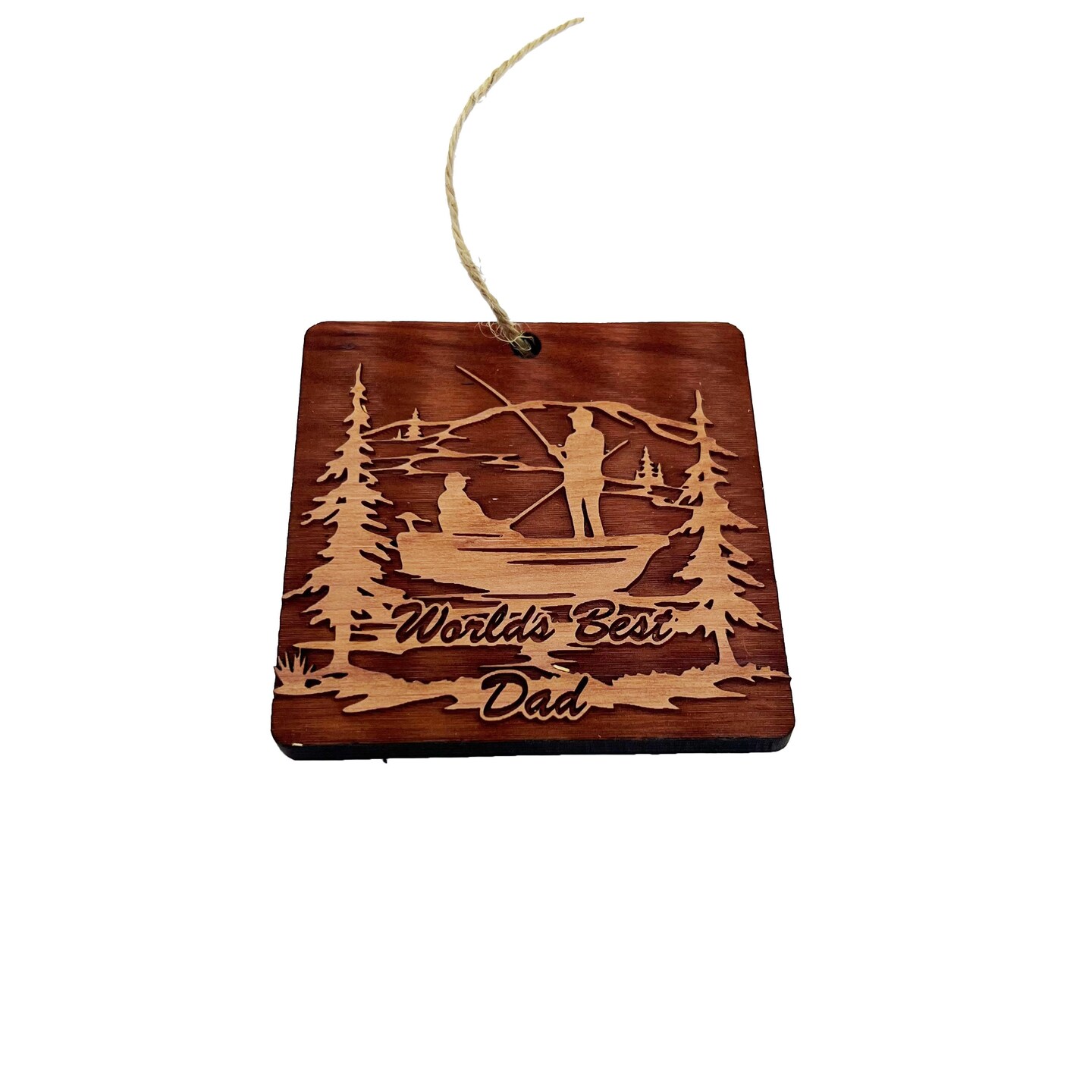 World's best dad Fisherman - Cedar Ornament World's best dad Fisherman - Cedar Ornament