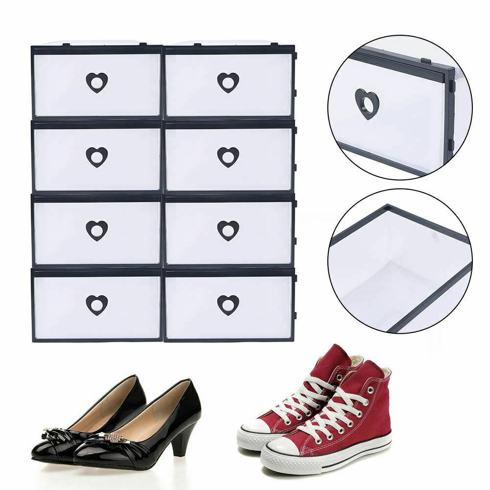 Kitcheniva 10Pcs Clear Plastic Stackable Drawer Shoe Box Storage