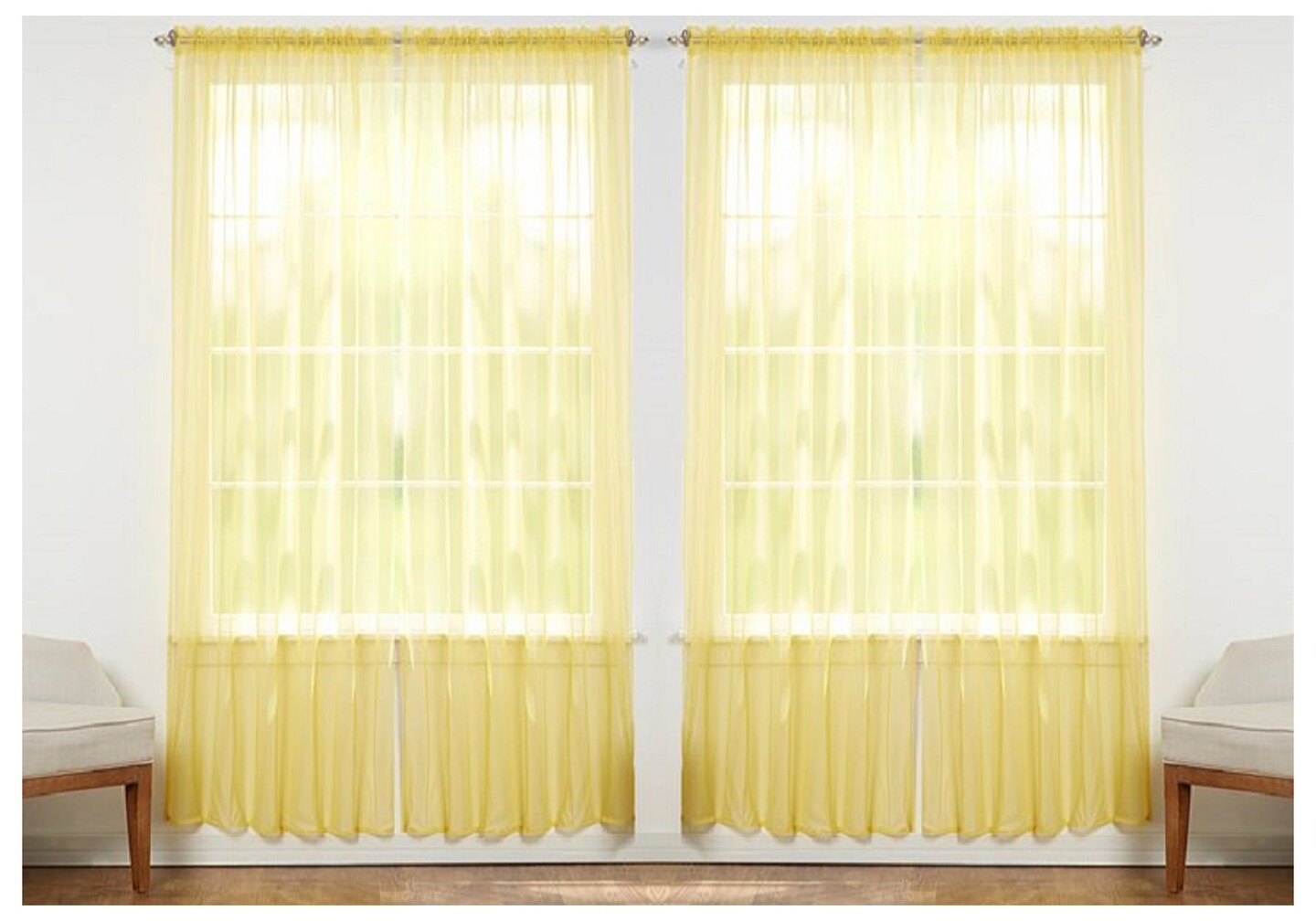 J&V TEXTILES 4-Pack Value: Solid Sheer Window Curtain Panels