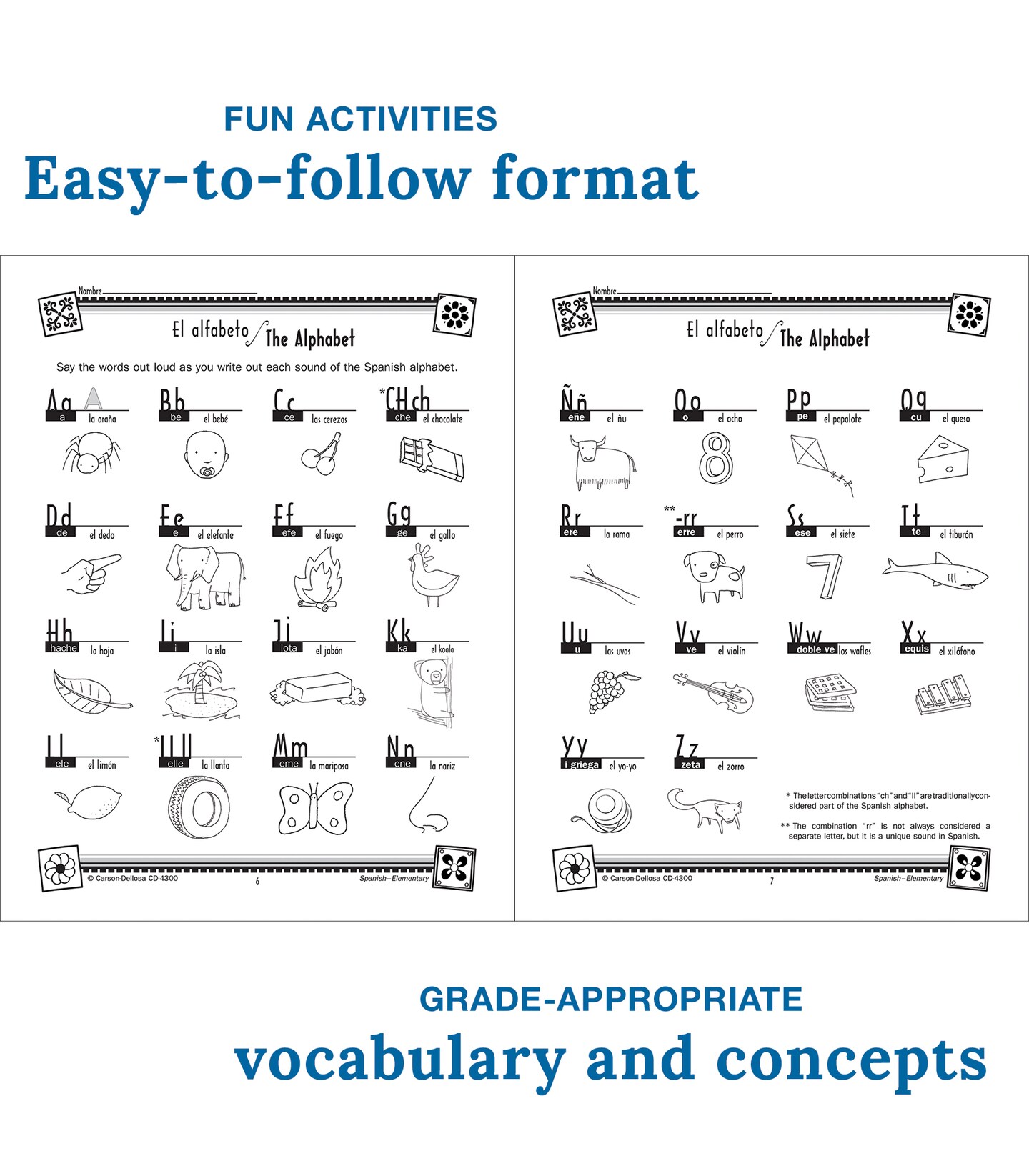 Carson Dellosa Skills for Success Elementary Spanish Workbook, Alphabet, Numbers, Basic Sight Words, Sentence Building Skills, and More, Classroom or Homeschool Curriculum