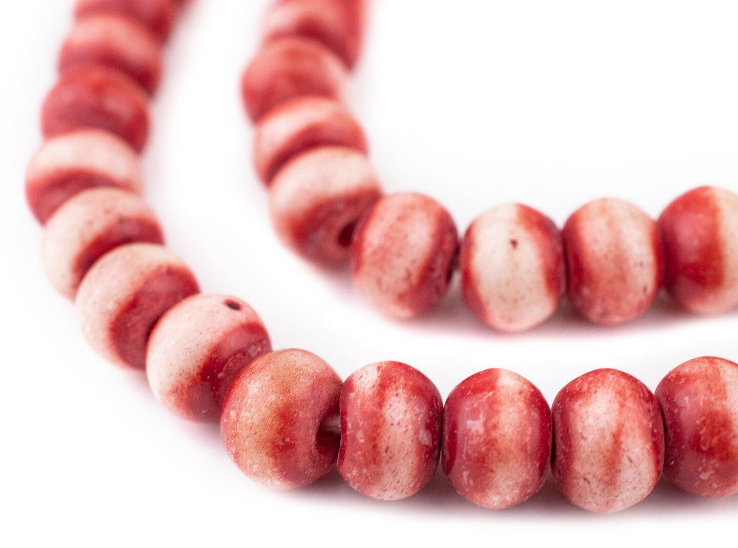 TheBeadChest Red Rustic Bone Beads (12mm)