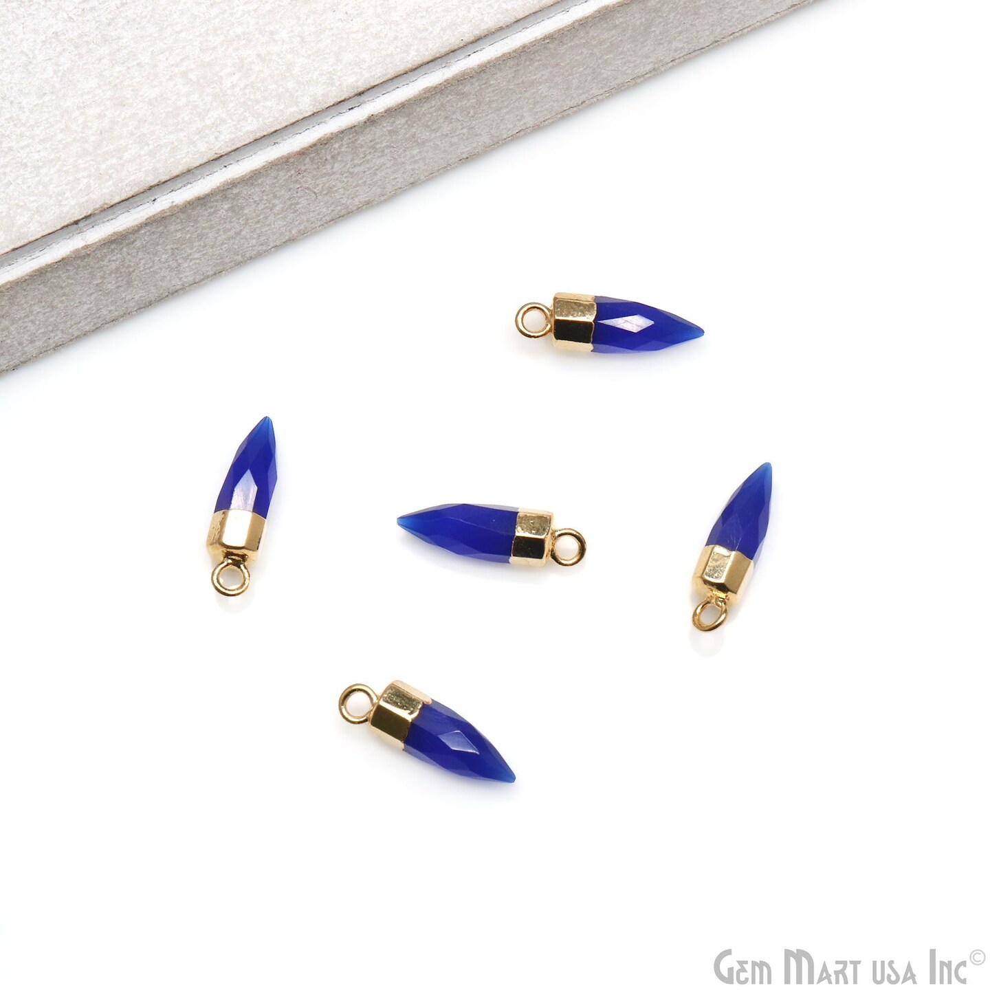 Bullet Shape Gemstone Connector, 17x5mm Bullet Spike Point, Gemstone Charm, Gold Electroplated Necklace Pendant, GemMartUSA (50102)