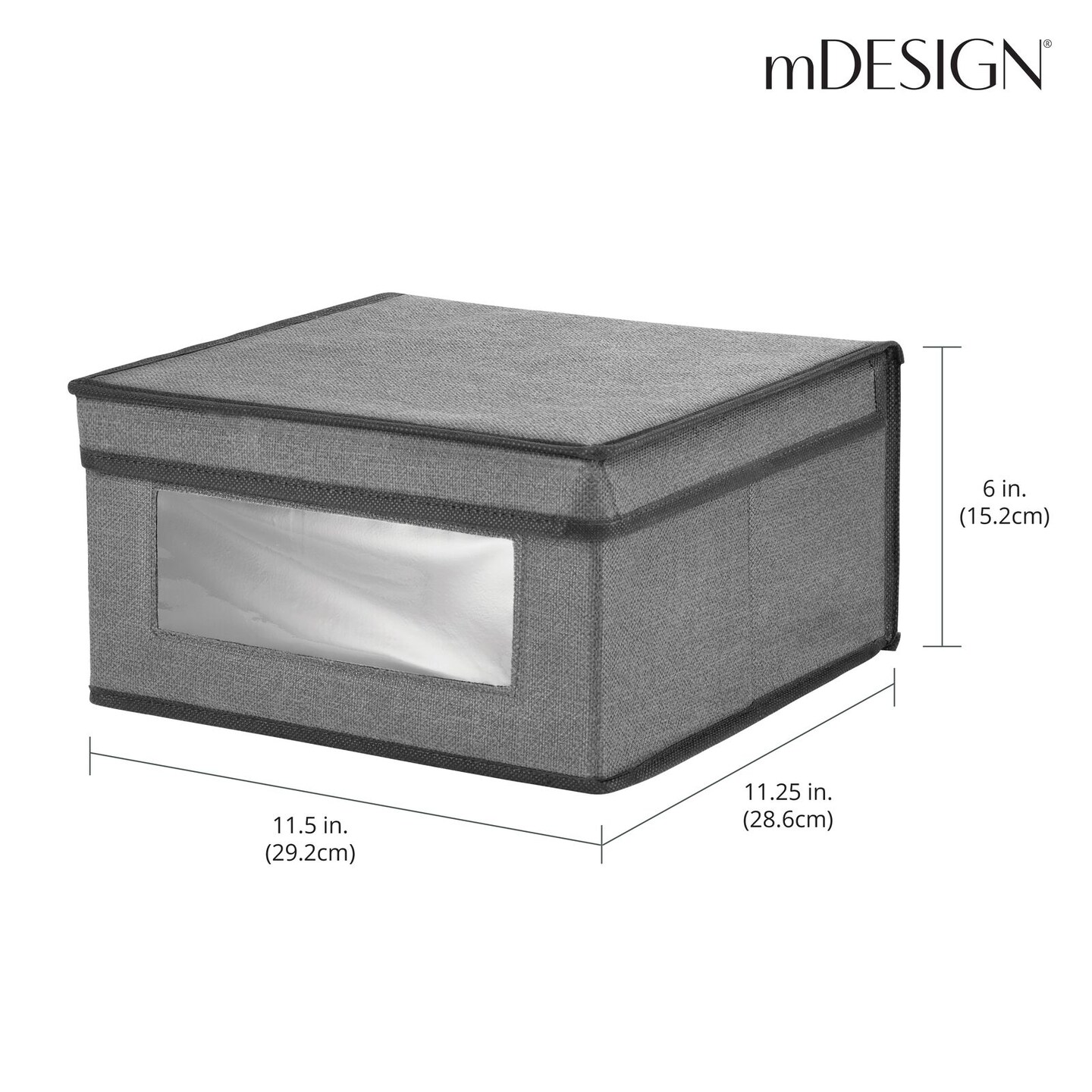 mDesign Medium Fabric Closet Storage Box with Front Window/Lid