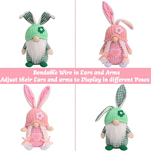 Easter Gnomes Decorations, 2 Pcs Plush Easter Bunny Handmade Swedish Tomte Elf Stuffed Doll Rabbit Gifts Cute Easter Faceless Dwarf Bunny Household Ornaments, Home Decor