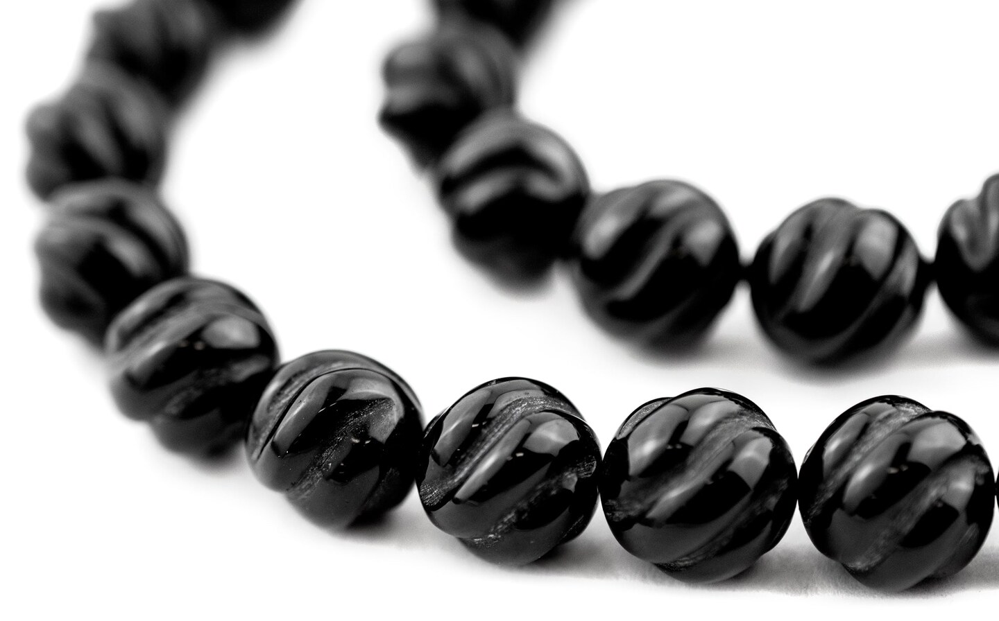 TheBeadChest Carved Swirl Round Onyx Beads (10mm)