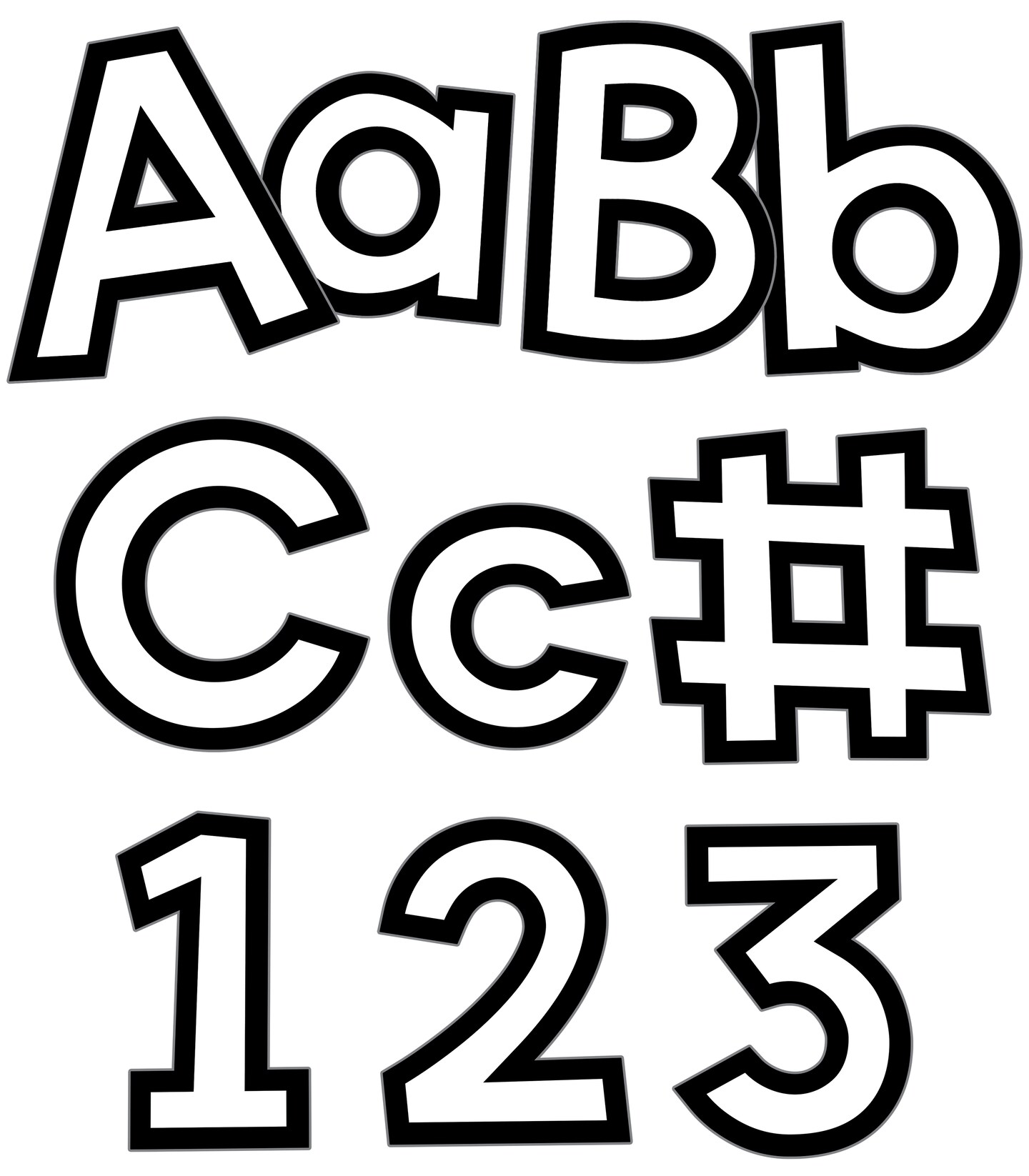 Carson Dellosa 219-Piece 4 Inch Black and White Cutout Letters for Bulletin Boards, Numbers, Punctuation, Symbols and More, White Classroom Letters for Bulletin Board