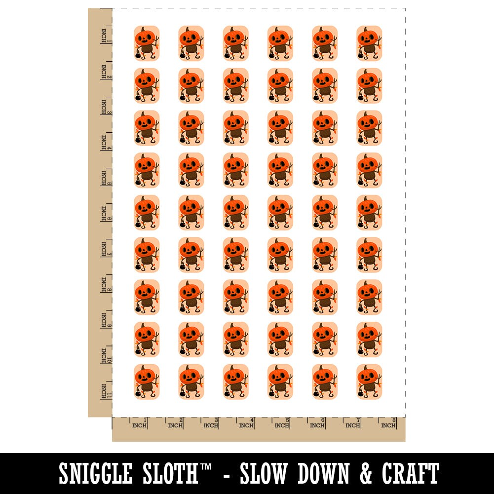 Fall Pumpkin Boy Halloween Jack O Lantern Temporary Tattoo Water Resistant Fake Body Art Set Collection (1 Sheet)