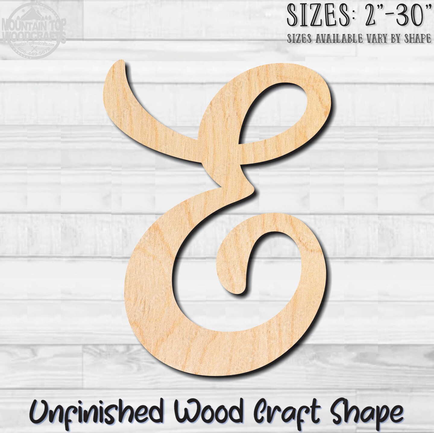 Script Letter E Fancy Unfinished Wood Shape Blank Laser Engraved Cutout ...