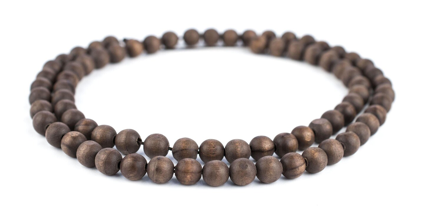 Olive Wood Beads - Full Strand of Round Christian Rosary Prayer Beads - The Bead Chest (8mm, Vintage)