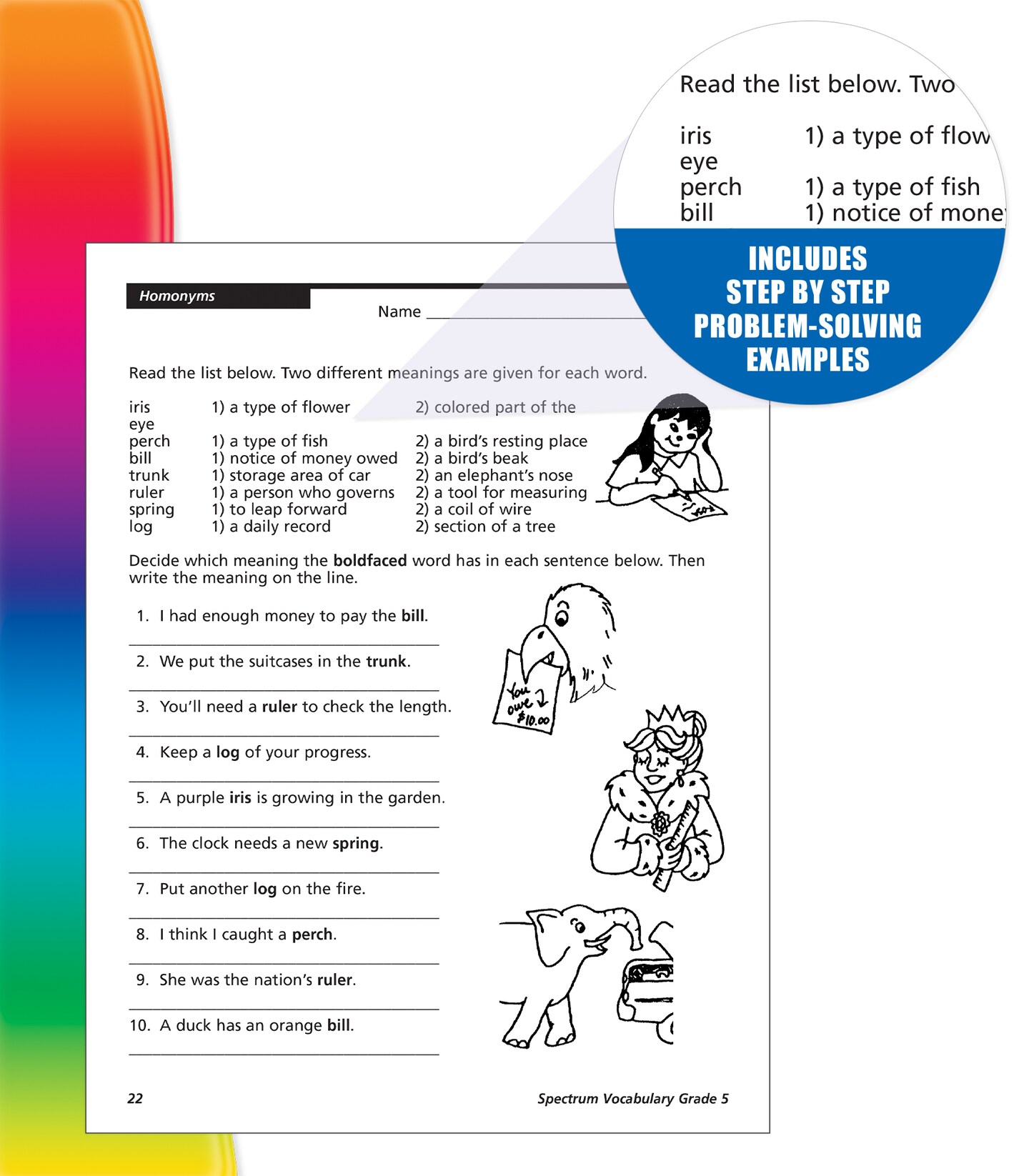 Spectrum 5th Grade Vocabulary Workbooks, Ages 10 to 11, Grade 5 Vocabulary, Reading Comprehension Context Clues, Vocabulary Analogies, Multiple-Meaning Words, Roots and Affixes - 160 Pages