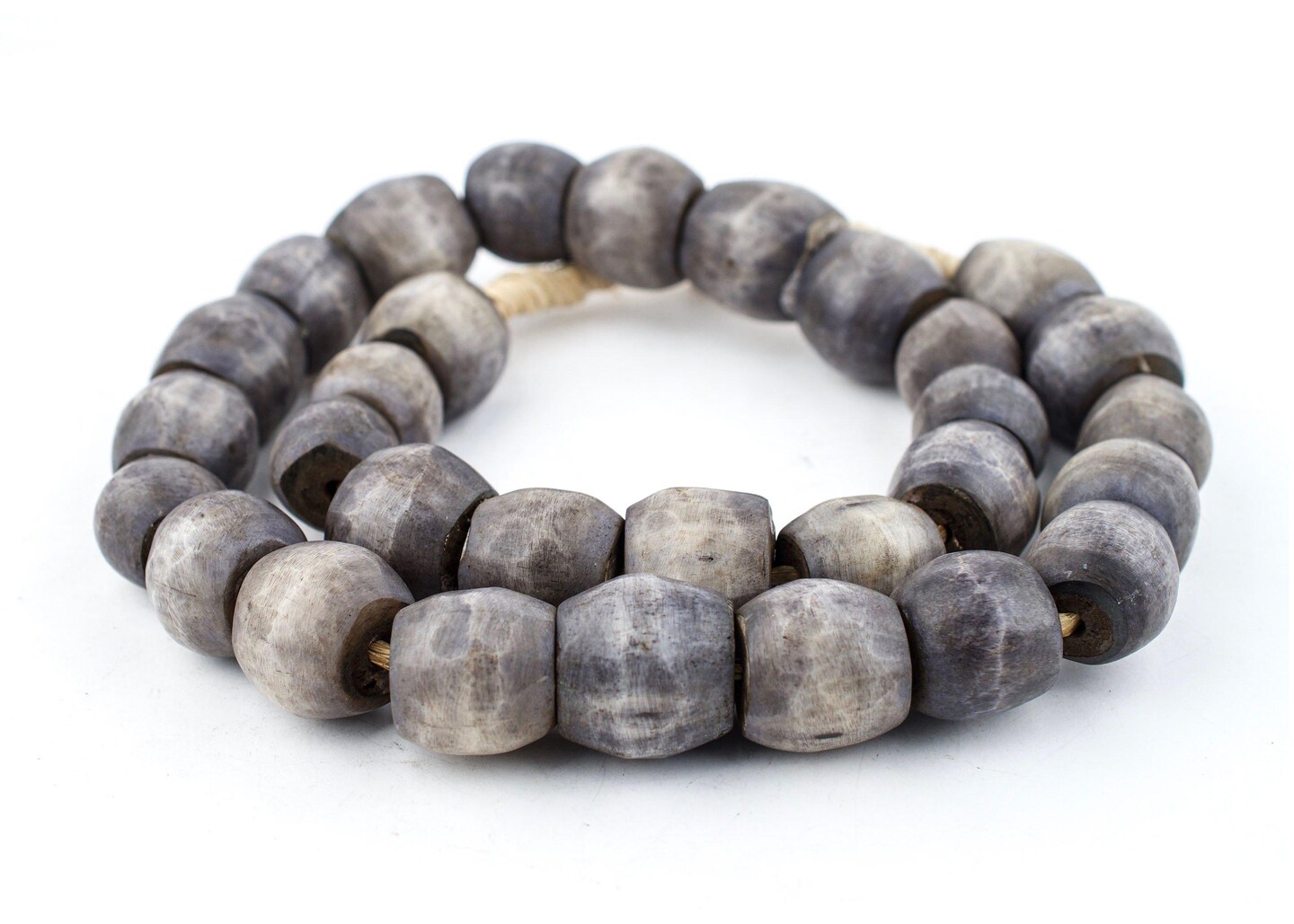 The Bead Chest Dark Grey Kenya Bone Beads Sphere 22mm African Round Large Hole 30 Inch Strand Handmade