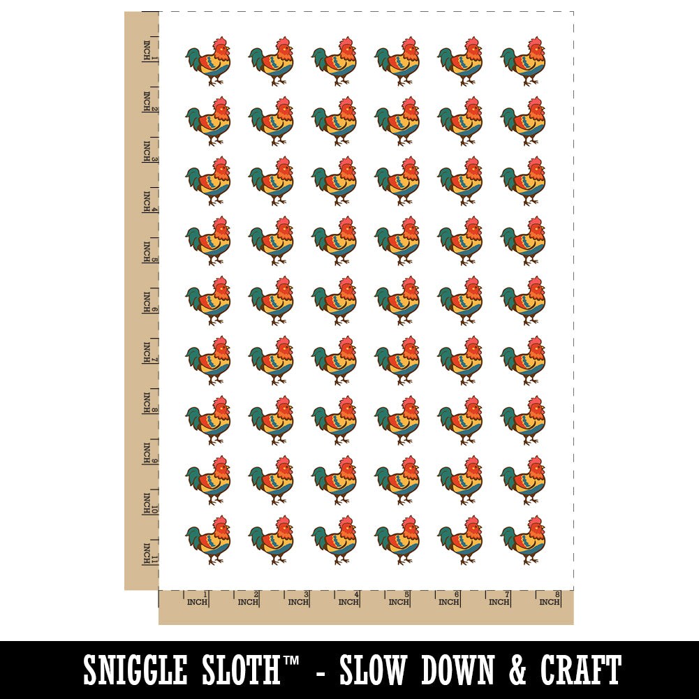 Proud Little Rooster Chicken Temporary Tattoo Water Resistant Fake Body Art Set Collection (1 Sheet)