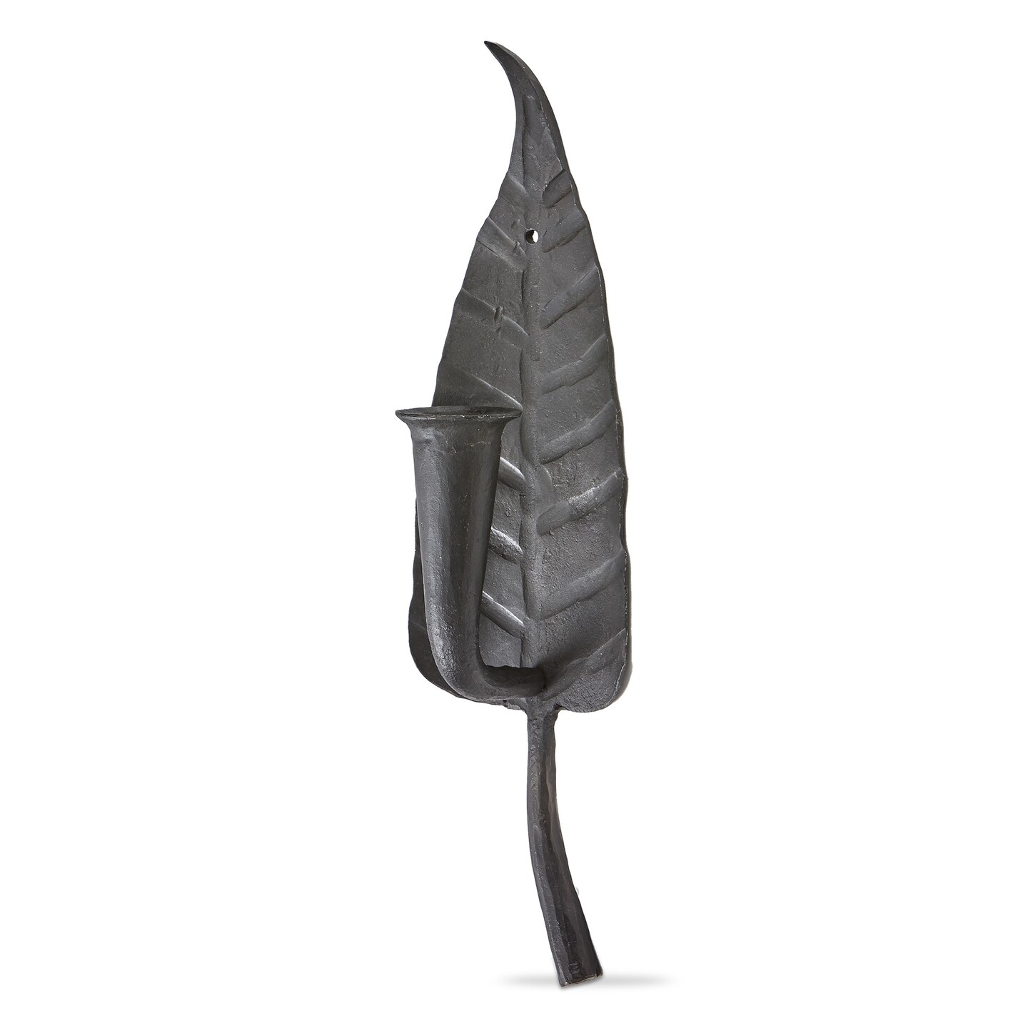 Leaf & Flower Black Iron Sconce Candle Holder 13 in Decorative Sculpture for Summer Home Decor