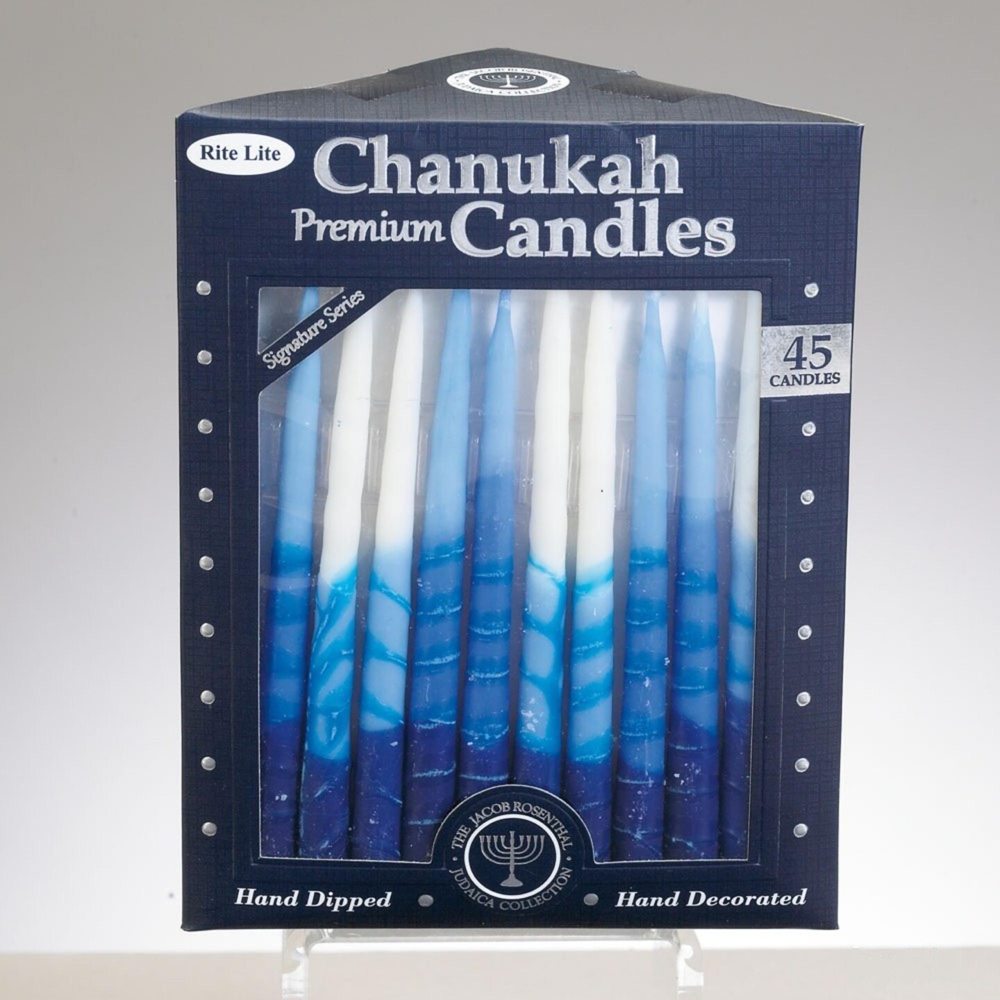 Rite Lite Blue and White Hand Dipped Hanukkah Taper Candles 6"
