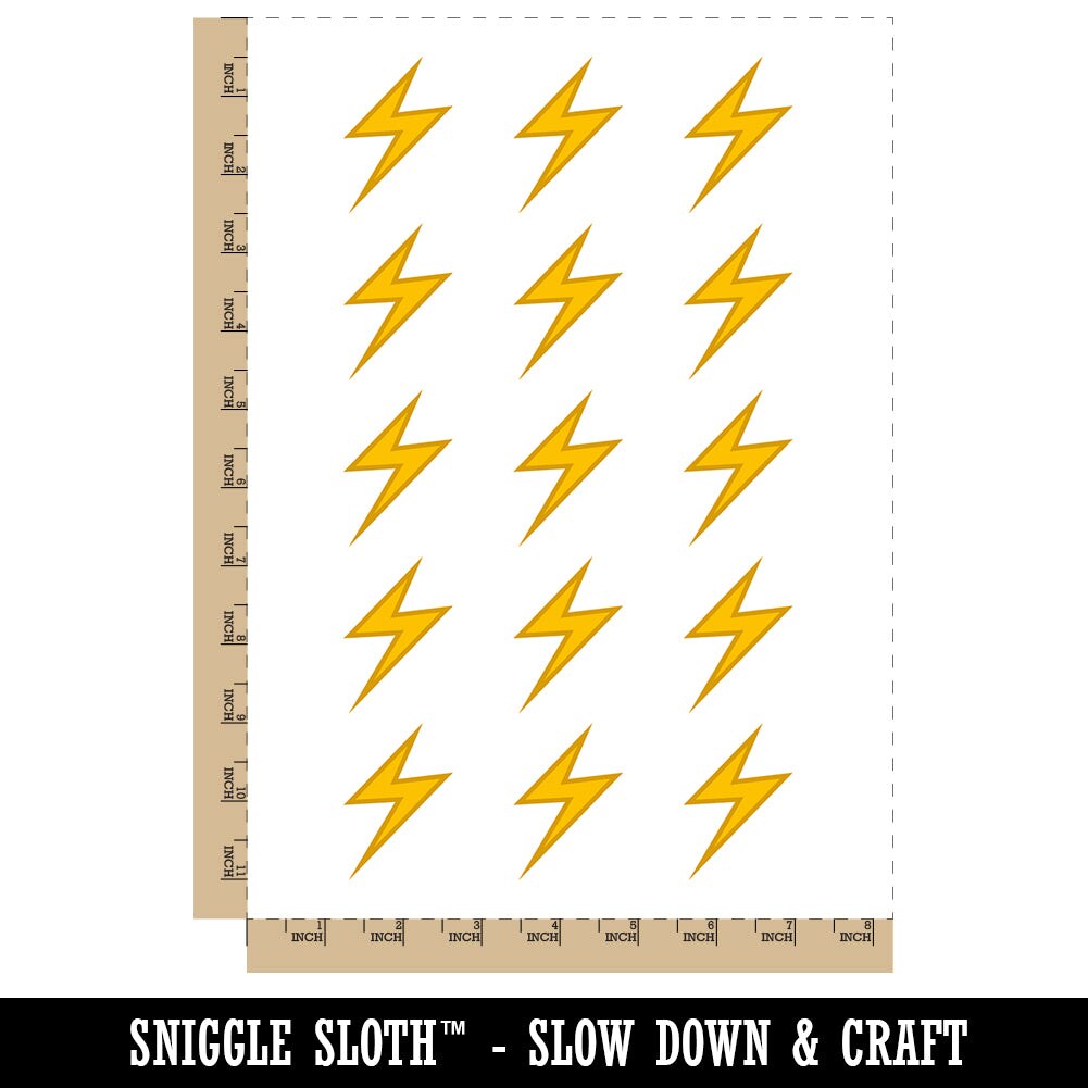 Lightning Bolt Thunderbolt Outline Temporary Tattoo Water Resistant Fake Body Art Set Collection (1 Sheet)