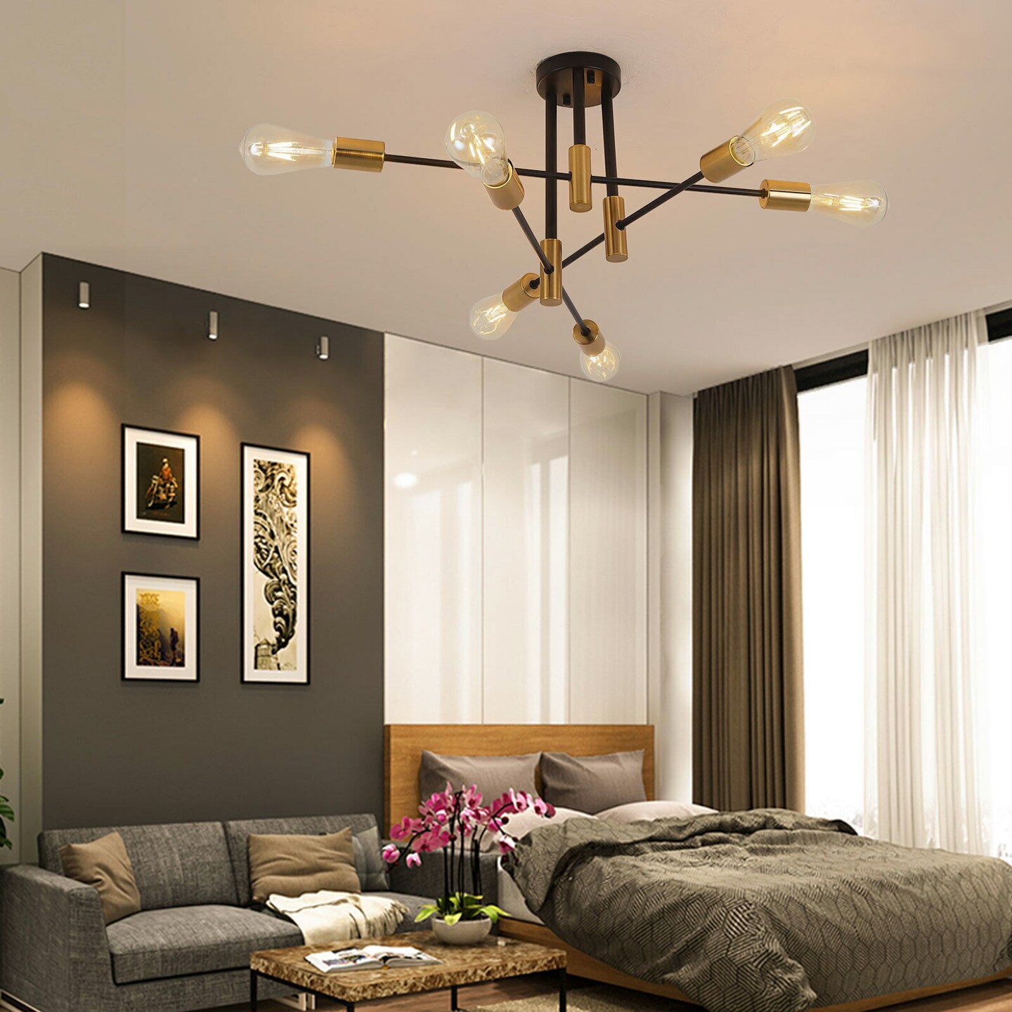 Kitcheniva 6 Light Modern Sputnik Chandelier Fixture