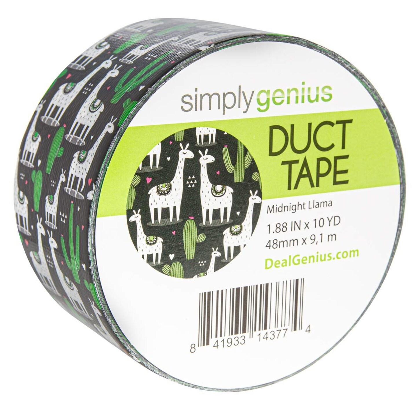Simply Genius Pattern Duct Tape Heavy Duty - Craft Supplies for Kids &#x26; Adults - Colored Duct Tape - Single Roll 1.8 in x 10 yards - Colorful Tape for DIY, Craft &#x26; Home Improvement (Midnight Llama)