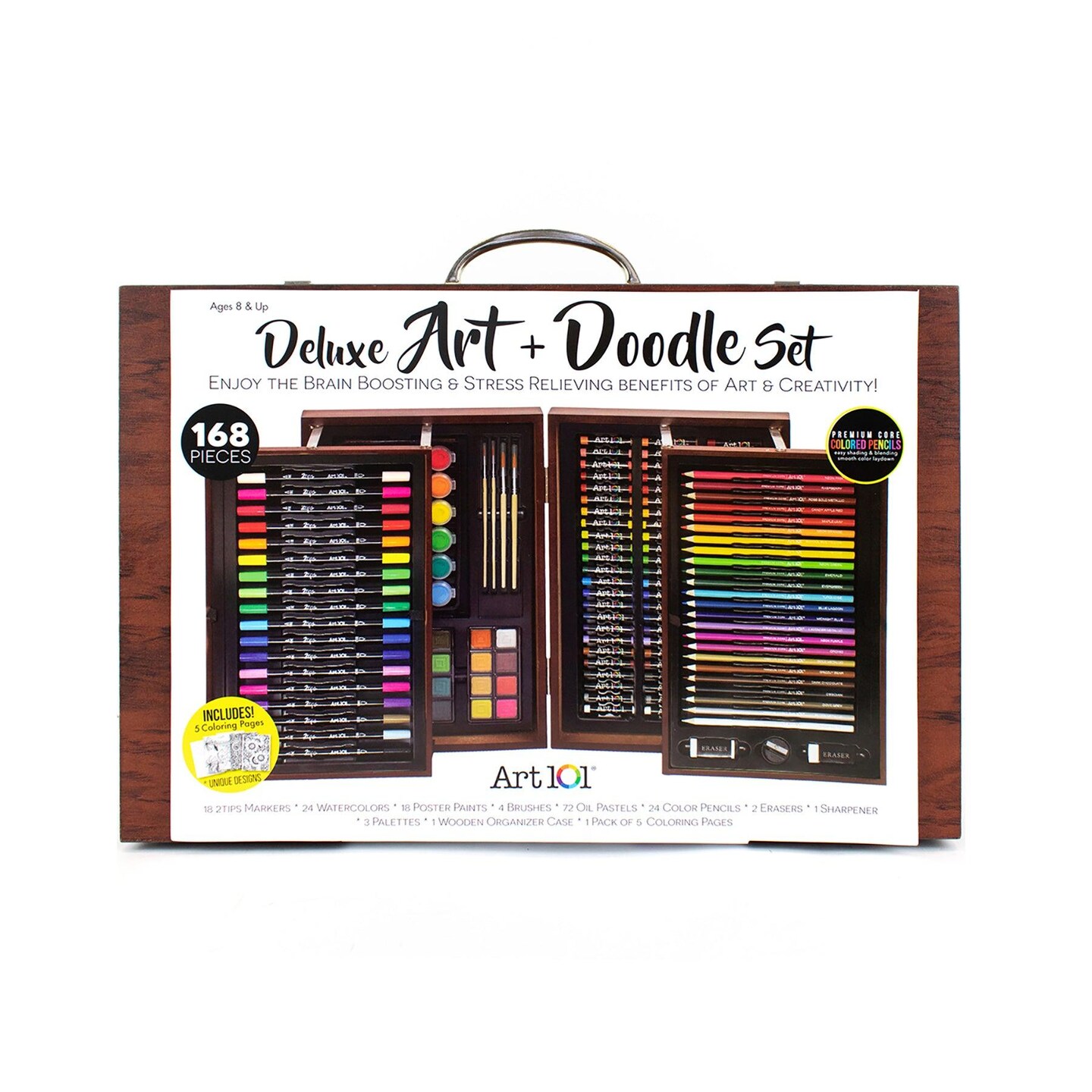 Deluxe Art &#x26; Doodle Wood 168-Piece Art Set