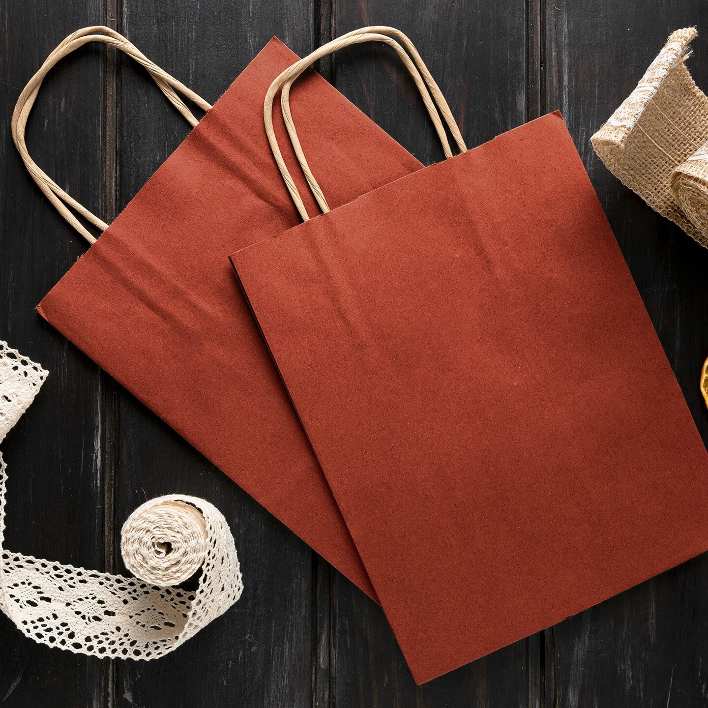 Kraft Paper Bags with Handles 16 x 6 x 12 Inch Pack of 25 Red Gift Bags with Handles Recyclable Sturdy 150 GSM Kraft Bags Stylish and Classy Red Paper Bags with Handles Bulk