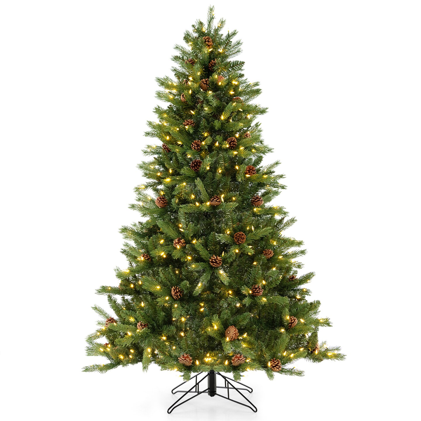 Artificial Christmas Tree with Pine Cones and Adjustable Brightness