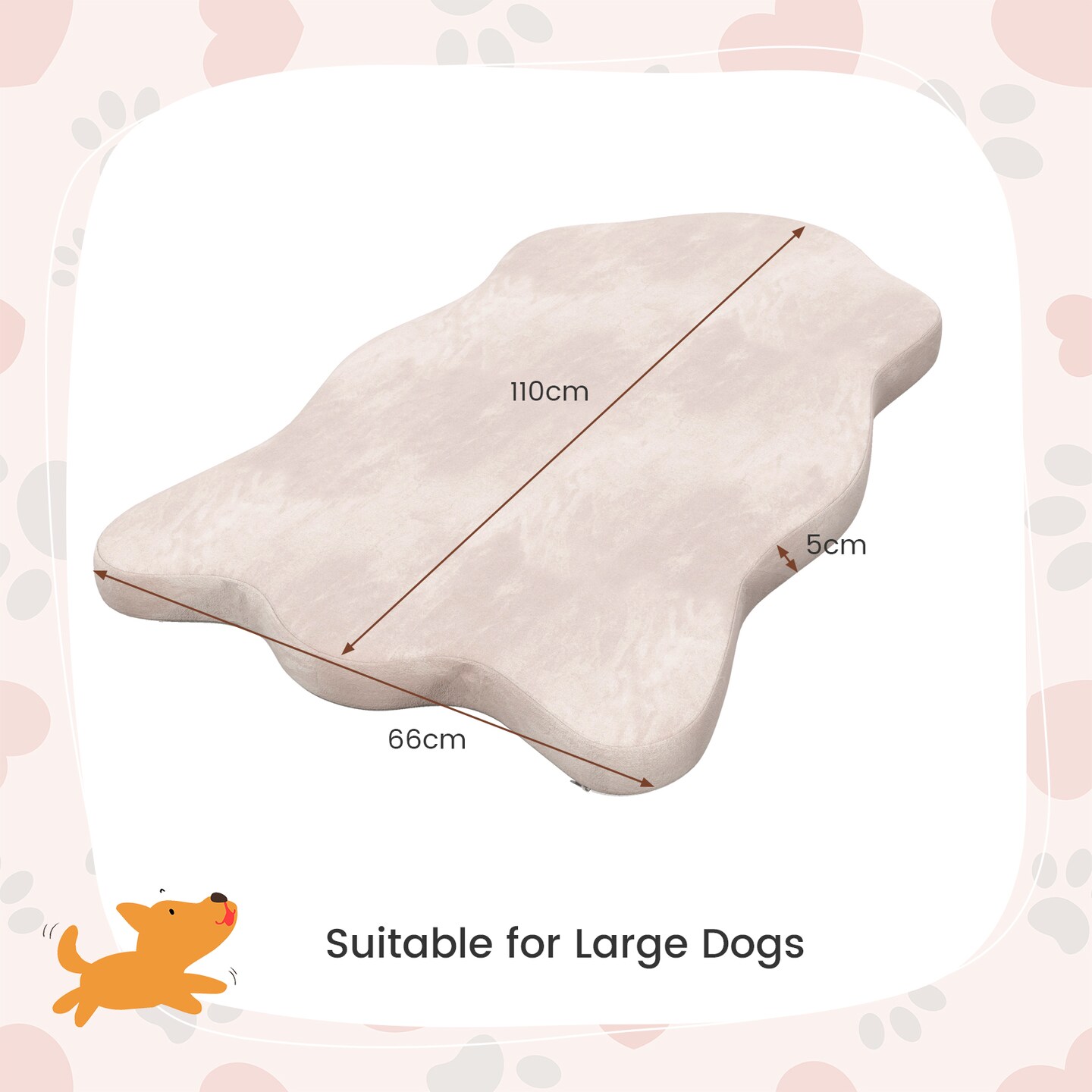 43"x26" Orthopedic Dog Bed with Memory Foam Waterproof Cover and Anti-Slip Bottom for Medium Dogs