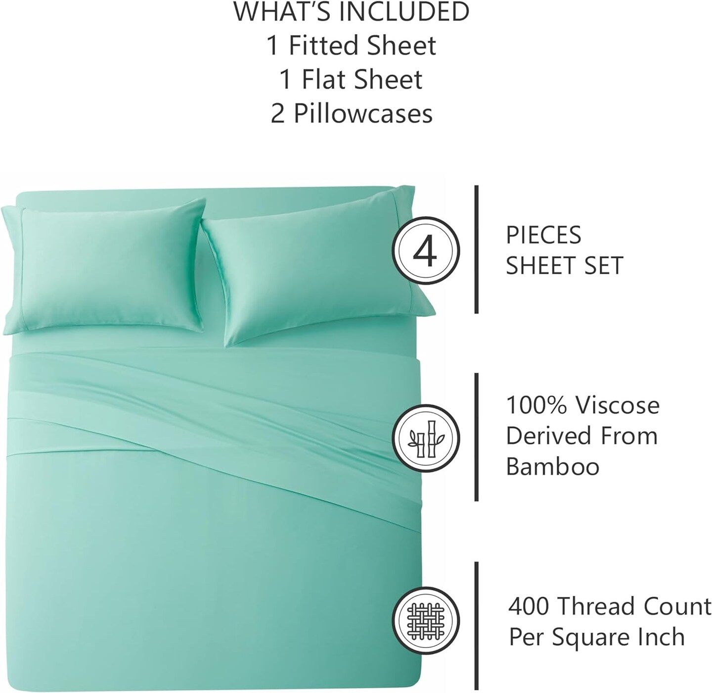 American Home Collection 400 Thread Count Sateen Weave Viscose made from Bamboo Sheet Set