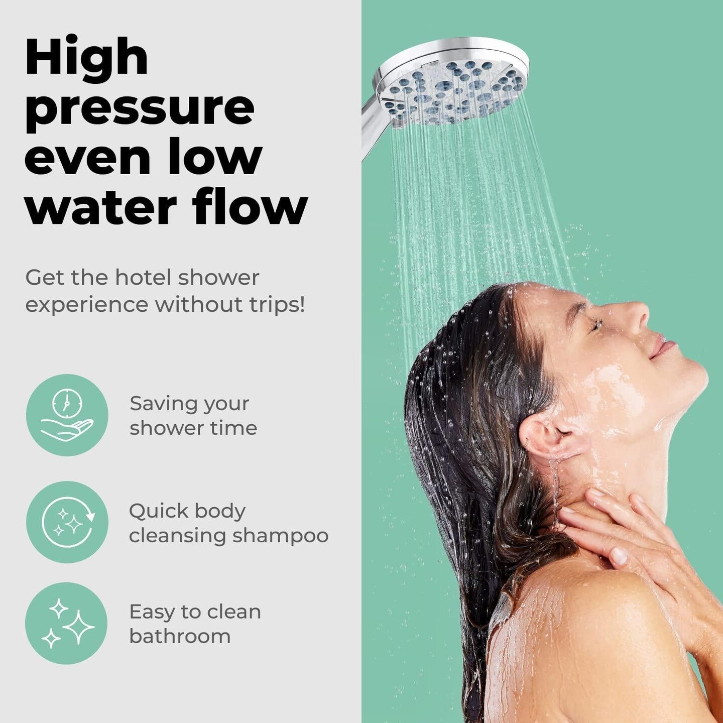 High Pressure Shower Head with Handheld   8 Spray Settings High Flow Removable Shower Head with Hose   Handheld Showerhead   59  Stainless Steel Shower Head Hose   Chrome