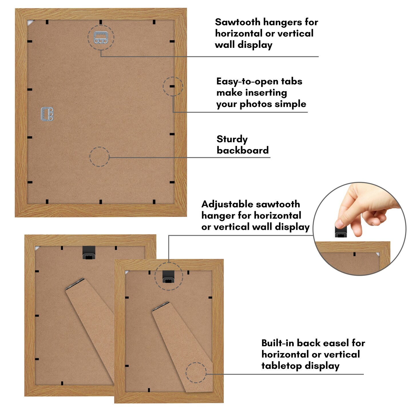 Americanflat 11x14 (1), 8x10 (2), 5x7 (4) Gallery Wall Frame Set - Set of 7 - Collage Wall Art Decor - Shatter Resistant Glass - Adjustable Hanging Hardware - Includes Easels