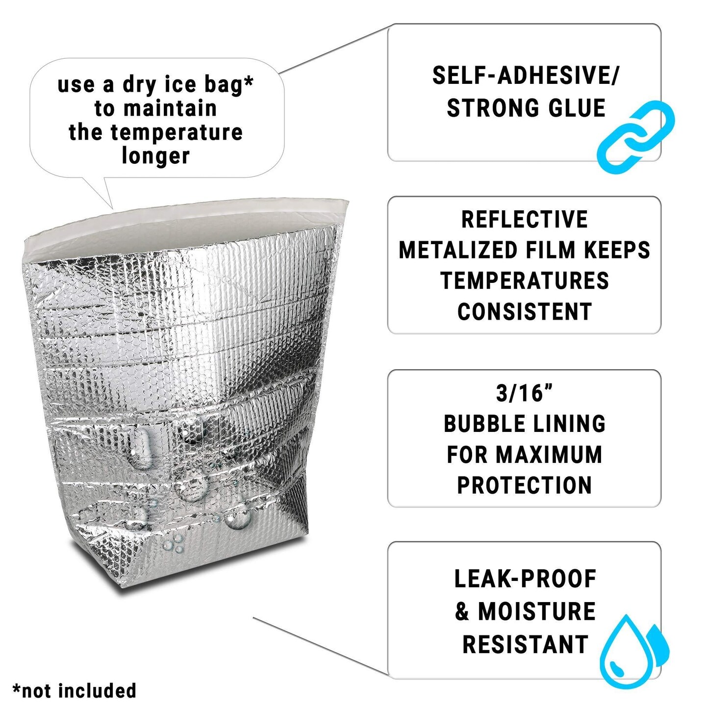 Insulated Box Liners Pack of 10 Thermal Box Liners 12 x 12 x 5.5 Box Size Metalized Cold Shipping Boxes with Gusseted Bottom 12 x 12 x 5 1/2 for Frozen Food with Adhesive Strip