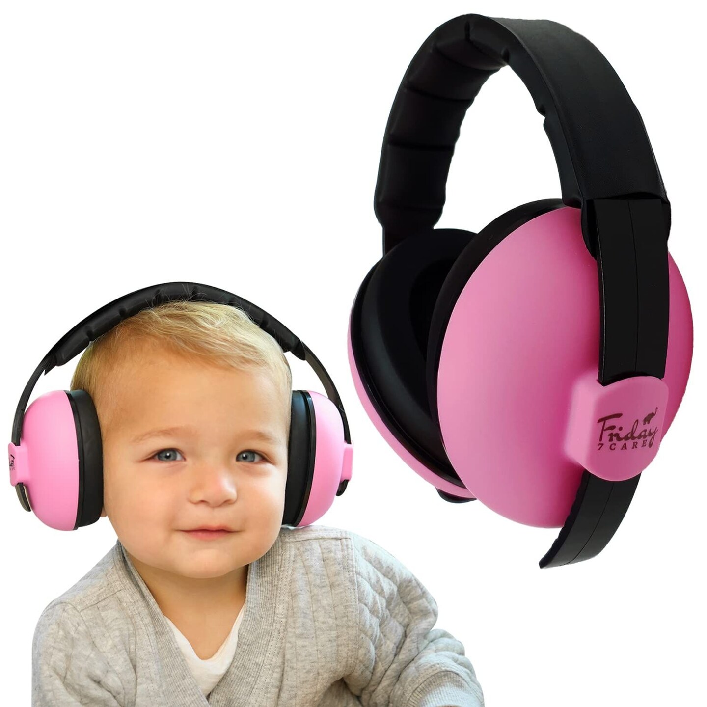 Friday 7Care Baby Headphones - Baby Ear Protection | Baby Noise Cancelling Headphones for Ages 0-24 Months, Pink