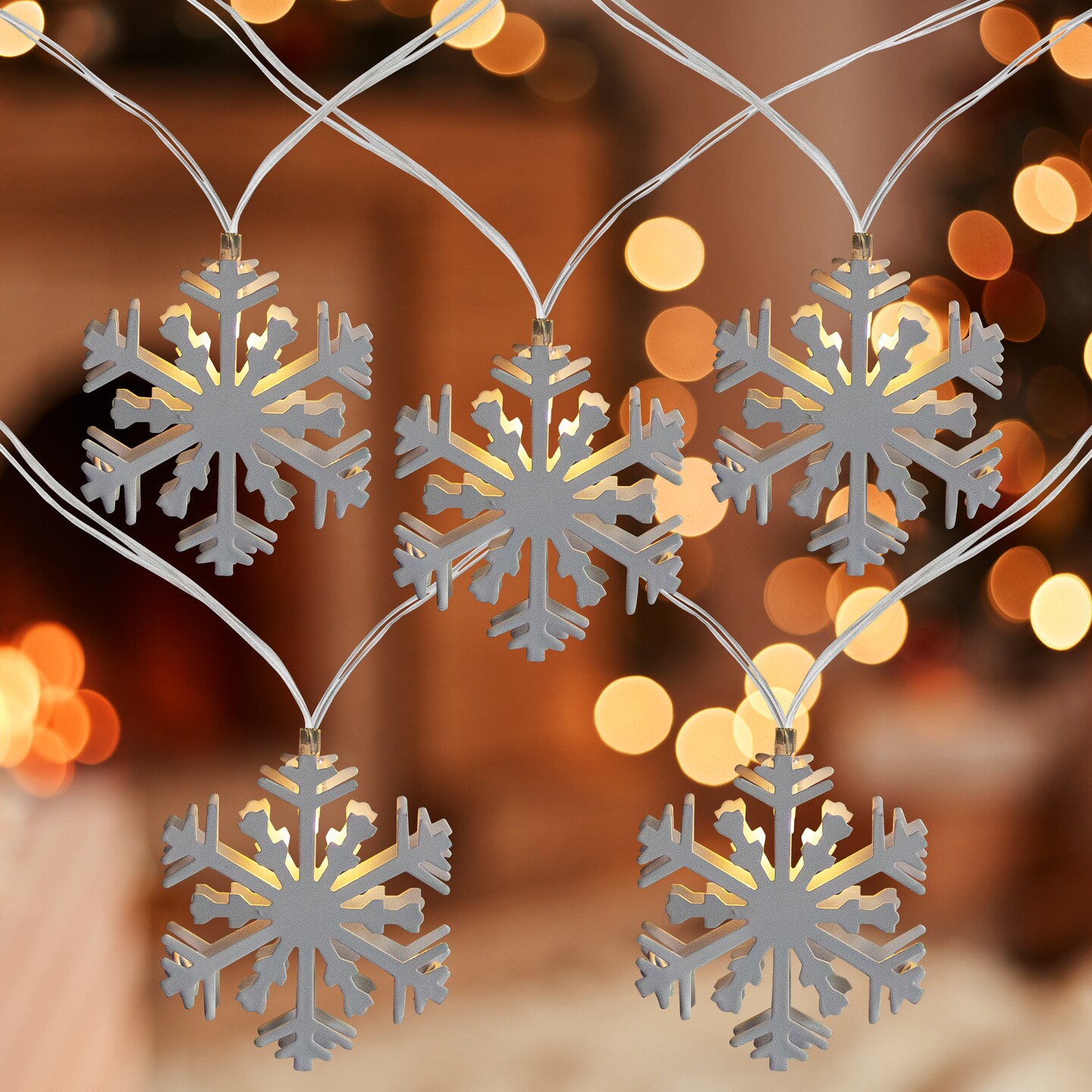 Northlight Snowflake LED Candlelight Clear Christmas Light Set - 4' Clear Wire - 10ct
