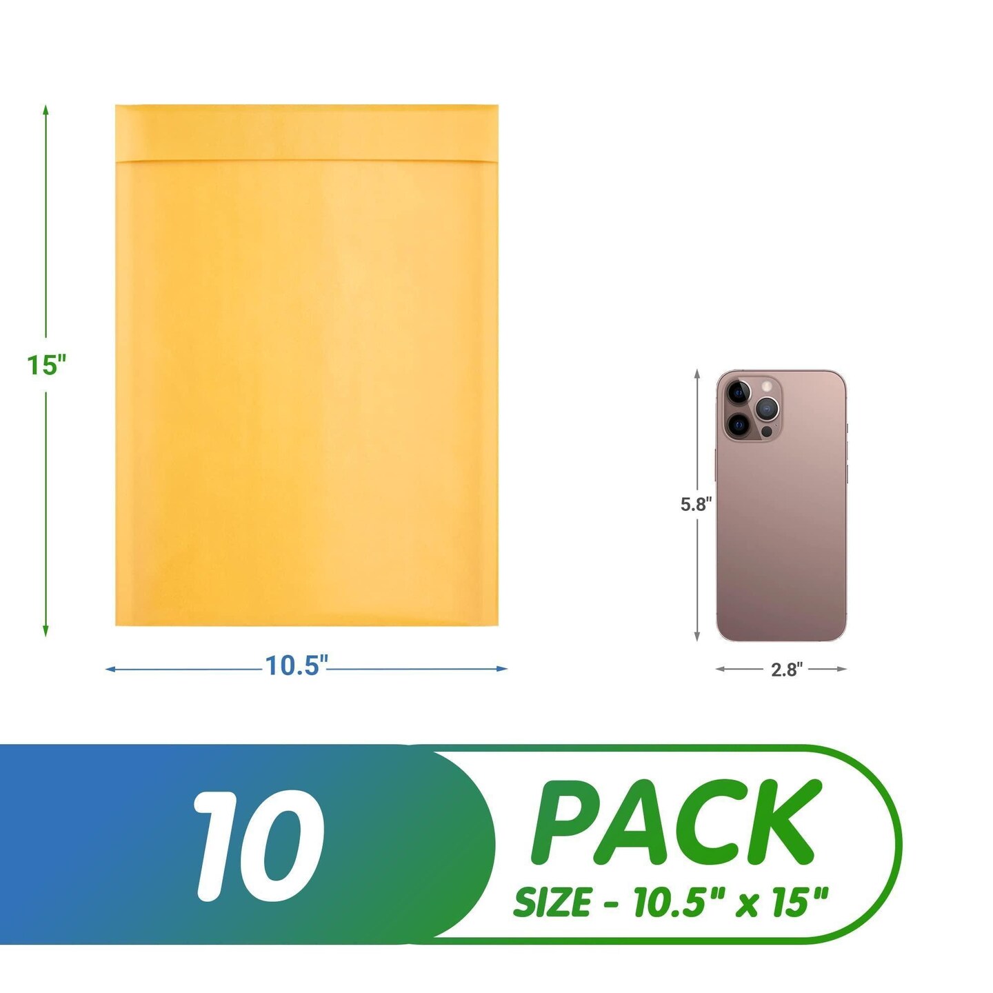 Pack of 10 Yellow Kraft Bubble Mailers 10.5 x 15 Paper Cushion Padded Envelopes 10 1 2 x 15 Shipping Bags with Peel and Seal for Mailing Packing and Packaging Pouch Bags with Cushioning