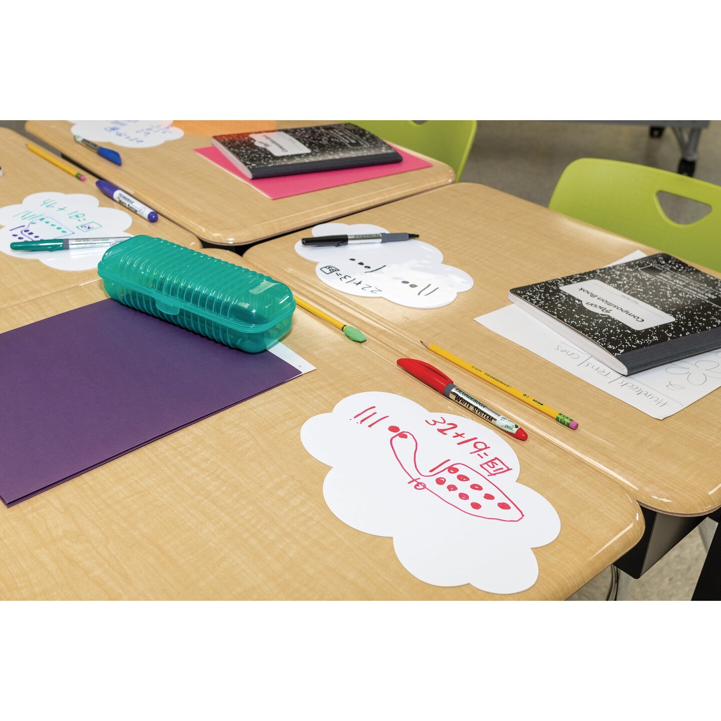 Self-Stick Dry Erase Clouds, White, 7&#x22; x 10&#x22;, 10 Count