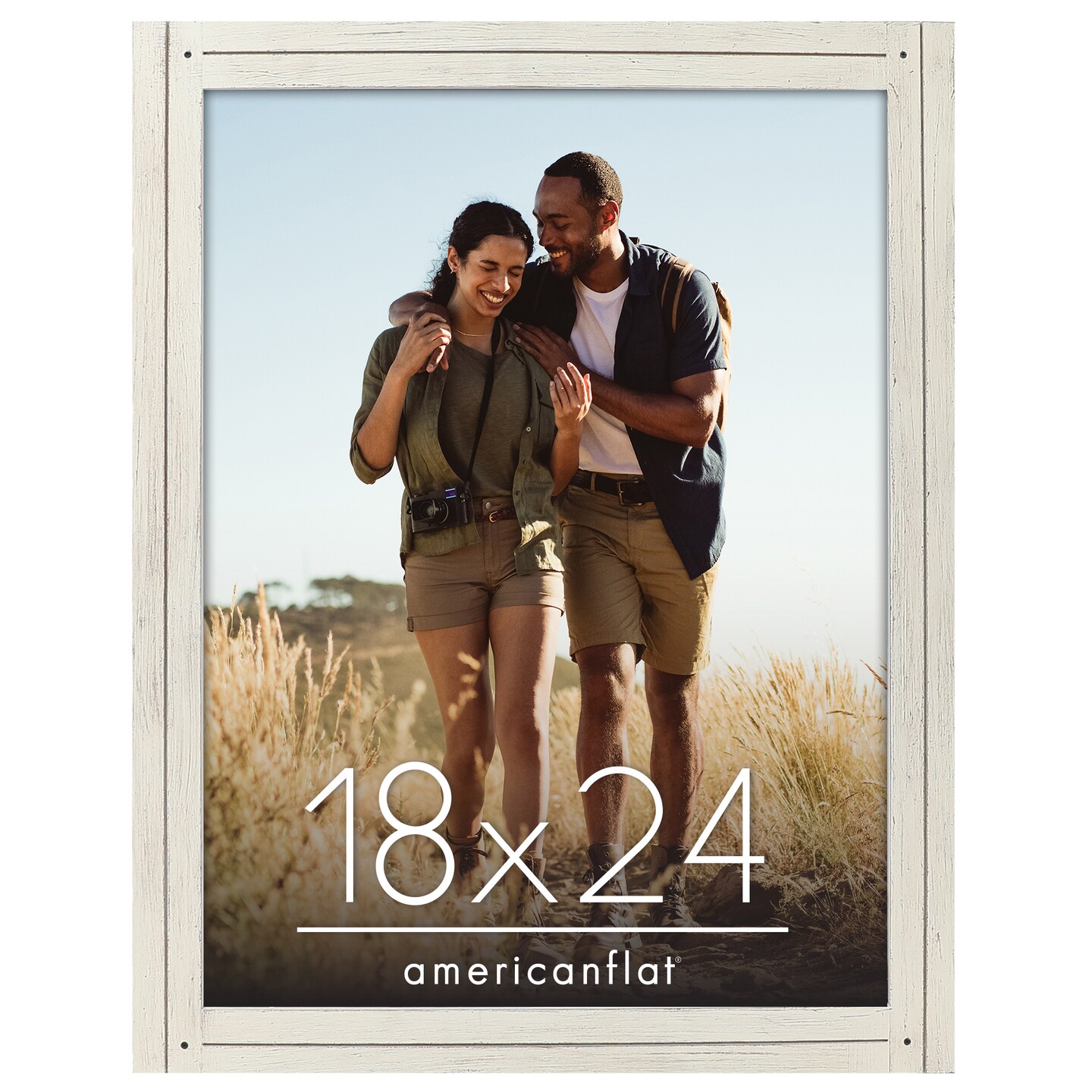 Americanflat Rustic Picture Frame - Modern Photo Frame for Unique Farmhouse Look - Polished Glass Cover - Hanging Hardware with Horizontal and Vertical Display - Includes Easel