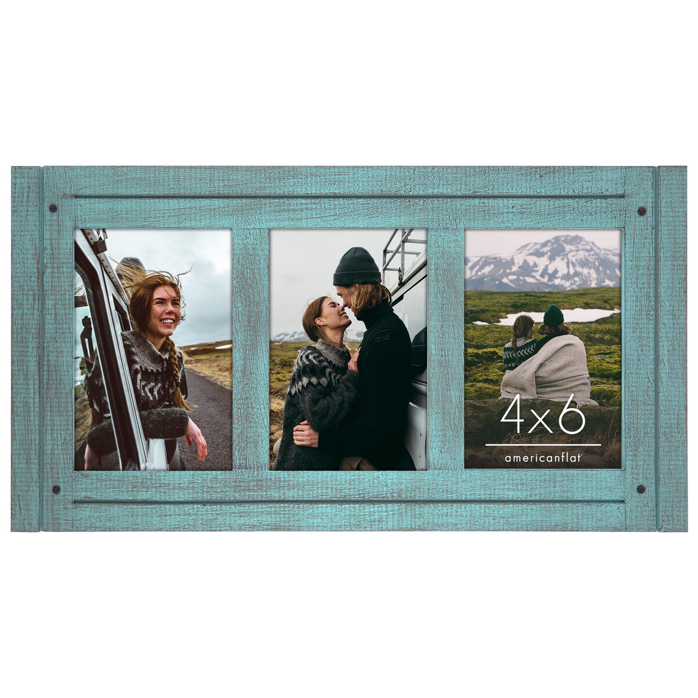 Americanflat 4x6 Tri-Photo Frame - Showcases Three 4x6 Photos at Once - Picture Frame for Western Home Decor - Glass Cover - Hanging Hardware - Includes Easel